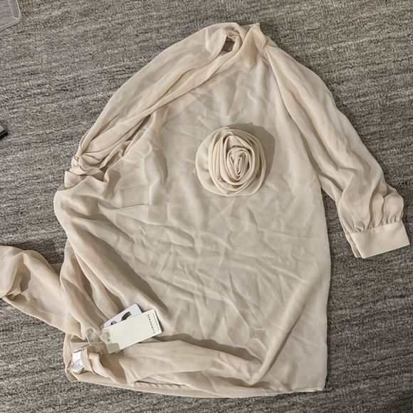 Chiffon Semi-sheer One Shoulder Asymmetrical Top xs NEW - Picture 4 of 8